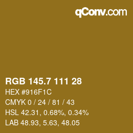 カラーコード: RGB 145.7 111 28 | qconv.com