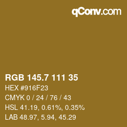カラーコード: RGB 145.7 111 35 | qconv.com