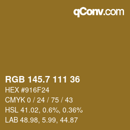 カラーコード: RGB 145.7 111 36 | qconv.com