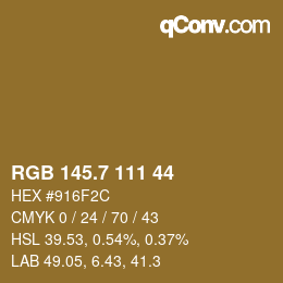 カラーコード: RGB 145.7 111 44 | qconv.com