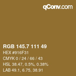 カラーコード: RGB 145.7 111 49 | qconv.com