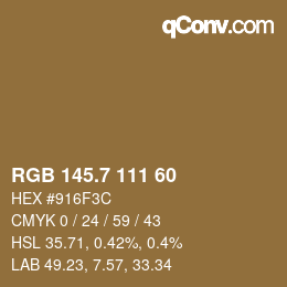 カラーコード: RGB 145.7 111 60 | qconv.com