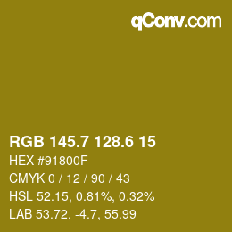 カラーコード: RGB 145.7 128.6 15 | qconv.com