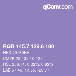 カラーコード: RGB 145.7 128.6 190 | qconv.com