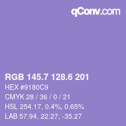 カラーコード: RGB 145.7 128.6 201 | qconv.com