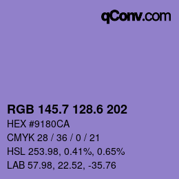 カラーコード: RGB 145.7 128.6 202 | qconv.com