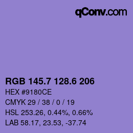 カラーコード: RGB 145.7 128.6 206 | qconv.com