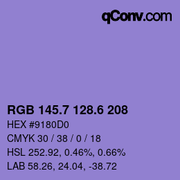カラーコード: RGB 145.7 128.6 208 | qconv.com