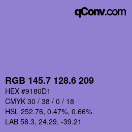 カラーコード: RGB 145.7 128.6 209 | qconv.com