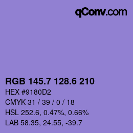 カラーコード: RGB 145.7 128.6 210 | qconv.com