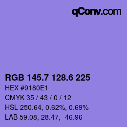 カラーコード: RGB 145.7 128.6 225 | qconv.com
