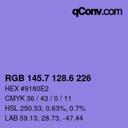 カラーコード: RGB 145.7 128.6 226 | qconv.com