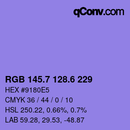 カラーコード: RGB 145.7 128.6 229 | qconv.com