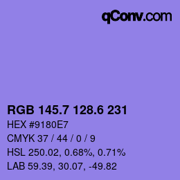 カラーコード: RGB 145.7 128.6 231 | qconv.com