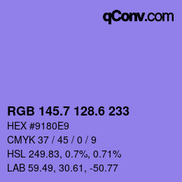 カラーコード: RGB 145.7 128.6 233 | qconv.com