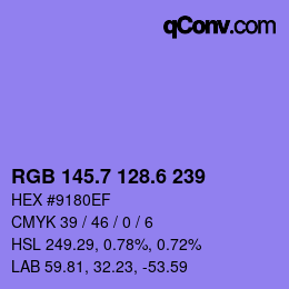 カラーコード: RGB 145.7 128.6 239 | qconv.com