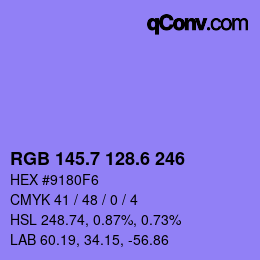カラーコード: RGB 145.7 128.6 246 | qconv.com