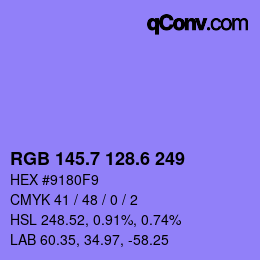 カラーコード: RGB 145.7 128.6 249 | qconv.com