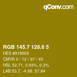 カラーコード: RGB 145.7 128.6 5 | qconv.com