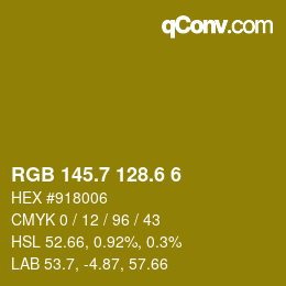 カラーコード: RGB 145.7 128.6 6 | qconv.com