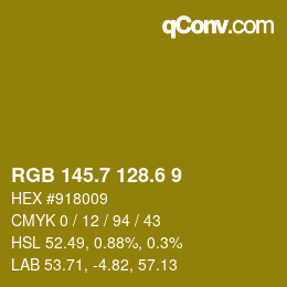 カラーコード: RGB 145.7 128.6 9 | qconv.com