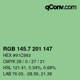 カラーコード: RGB 145.7 201 147 | qconv.com