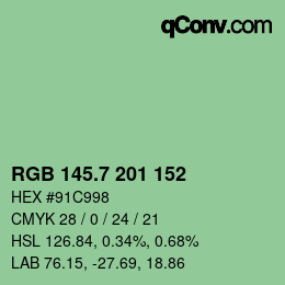カラーコード: RGB 145.7 201 152 | qconv.com