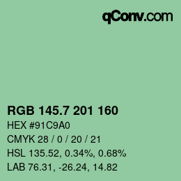 カラーコード: RGB 145.7 201 160 | qconv.com