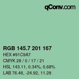 カラーコード: RGB 145.7 201 167 | qconv.com