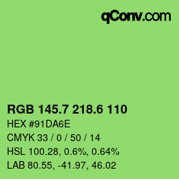カラーコード: RGB 145.7 218.6 110 | qconv.com