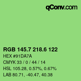 カラーコード: RGB 145.7 218.6 122 | qconv.com