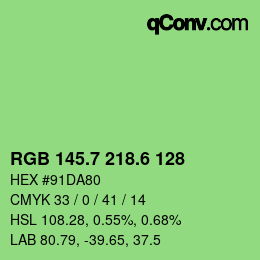 カラーコード: RGB 145.7 218.6 128 | qconv.com