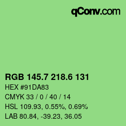 カラーコード: RGB 145.7 218.6 131 | qconv.com