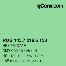 カラーコード: RGB 145.7 218.6 158 | qconv.com