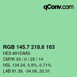 カラーコード: RGB 145.7 218.6 163 | qconv.com