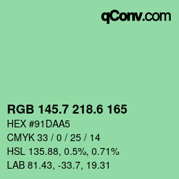 カラーコード: RGB 145.7 218.6 165 | qconv.com