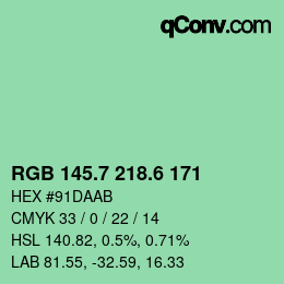 カラーコード: RGB 145.7 218.6 171 | qconv.com