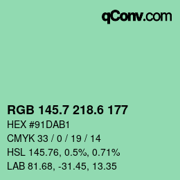 カラーコード: RGB 145.7 218.6 177 | qconv.com