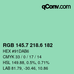 カラーコード: RGB 145.7 218.6 182 | qconv.com