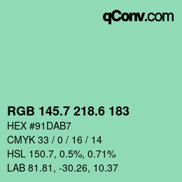 カラーコード: RGB 145.7 218.6 183 | qconv.com
