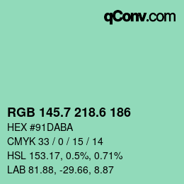 カラーコード: RGB 145.7 218.6 186 | qconv.com