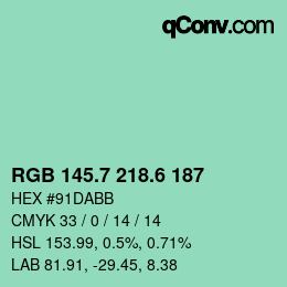 カラーコード: RGB 145.7 218.6 187 | qconv.com