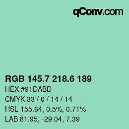 カラーコード: RGB 145.7 218.6 189 | qconv.com