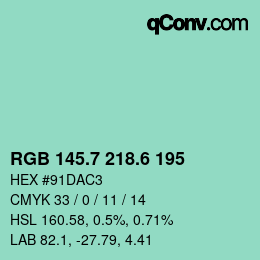 カラーコード: RGB 145.7 218.6 195 | qconv.com