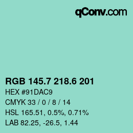 カラーコード: RGB 145.7 218.6 201 | qconv.com