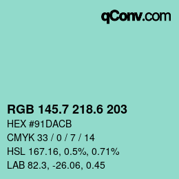 カラーコード: RGB 145.7 218.6 203 | qconv.com