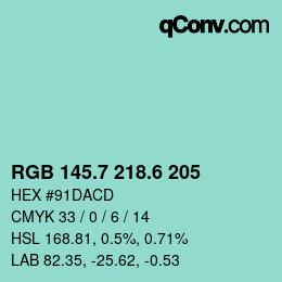 カラーコード: RGB 145.7 218.6 205 | qconv.com