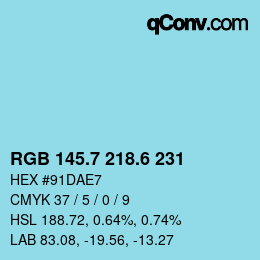 カラーコード: RGB 145.7 218.6 231 | qconv.com