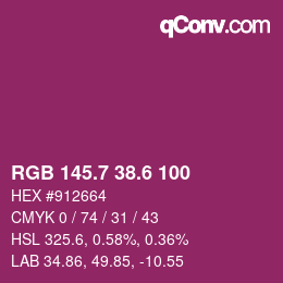 カラーコード: RGB 145.7 38.6 100 | qconv.com