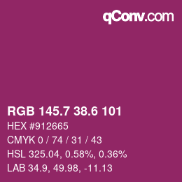 カラーコード: RGB 145.7 38.6 101 | qconv.com